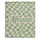 Personalized Checker Pattern in vintage rustic style blanket with Name, Custom blanket gift